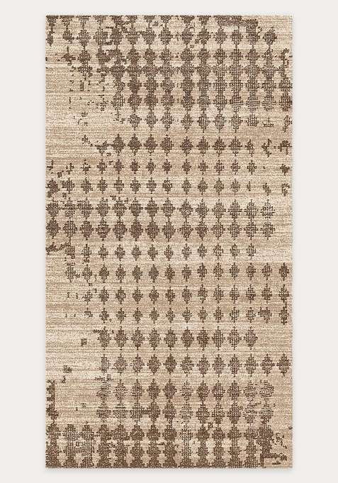 Washable Rugs Wool Blend Area Rug | Beige Brown Moroccan Geometric Non Slip Carpet For Living Room