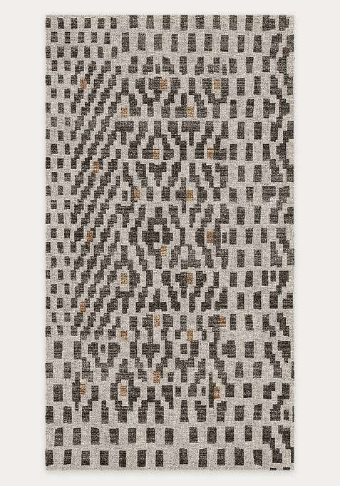 Washable Rugs Wool Blend Area Rug | Charcoal Grey Bohemian Geometric Non Slip Carpet For Living Room