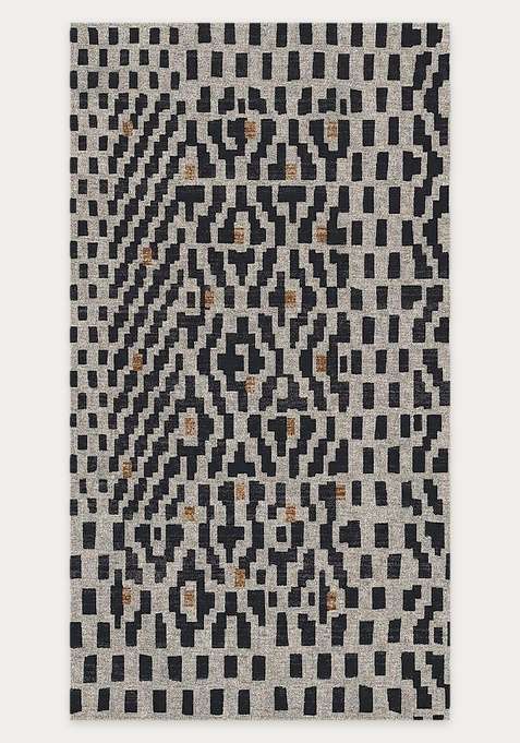 Washable Rugs Wool Blend Area Rug | Black Grey Bohemian Geometric Non Slip Carpet For Living Room