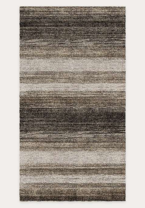 Washable Rugs Wool Blend Area Rug | Brown Beige Contemporary Striped Non Slip Carpet For Living Room