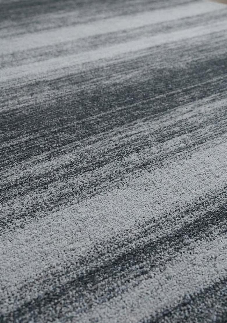 Saffron Rugs Hand Tufted Charcoal Grey Striped Contemporary Rectangular Wool Area Rug - Indya