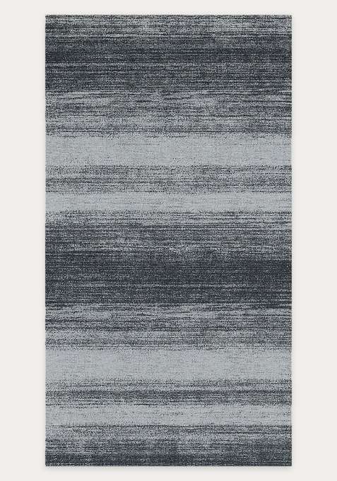 Washable Rugs Wool Blend Area Rug | Charcoal Grey Contemporary Striped Non Slip Carpet For Living Room