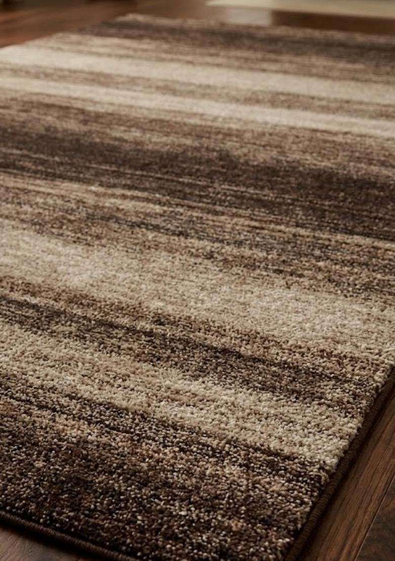 Saffron Rugs Hand Tufted Beige Striped Contemporary Rectangular Wool Area Rug - Indya