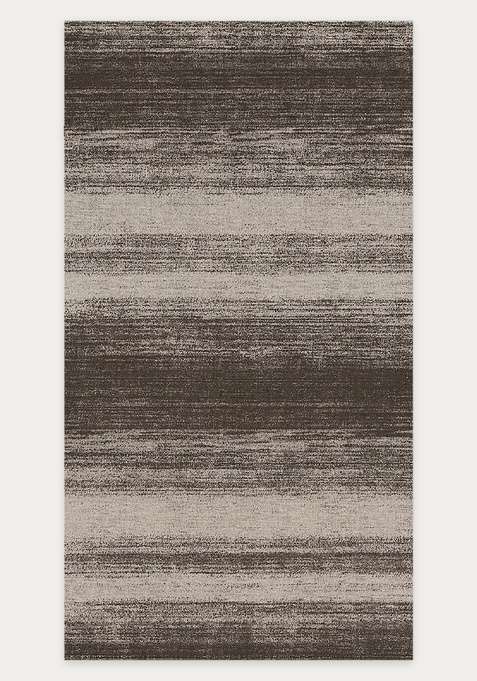 Washable Rugs Wool Blend Area Rug | Beige Contemporary Striped Non Slip Carpet For Living Room