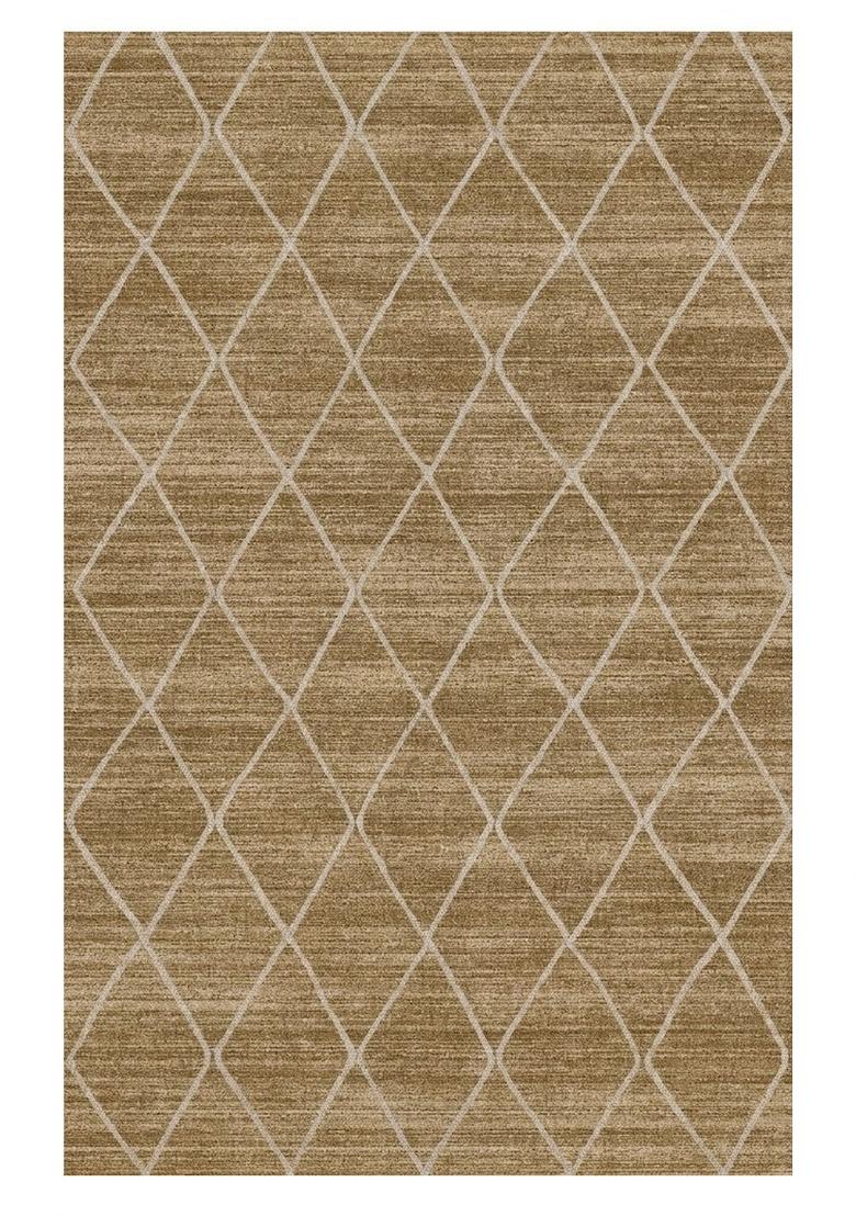 Saffron Rugs Hand Tufted Warm Tan Trellis Moroccan Rectangular Wool Area Rug - Indya