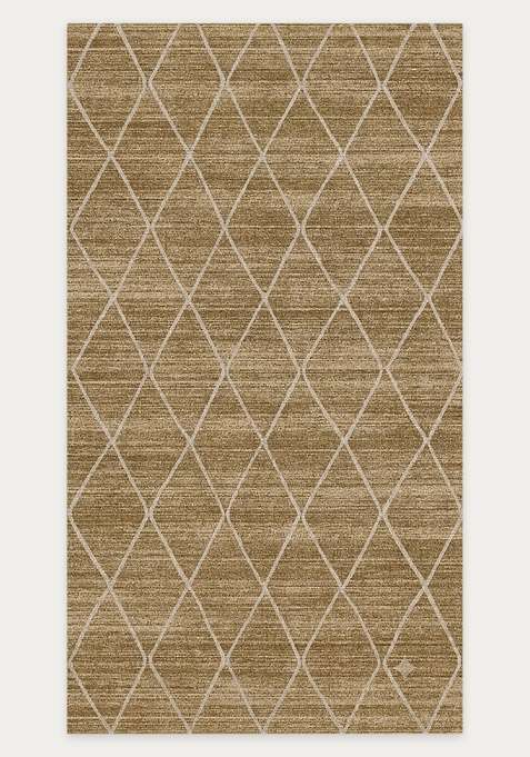 Washable Rugs Wool Blend Area Rug | Warm Tan Moroccan Trellis Non Slip Carpet For Living Room