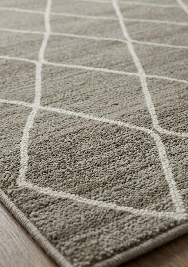Saffron Rugs Hand Tufted Grey Trellis Moroccan Rectangular Wool Area Rug - Indya