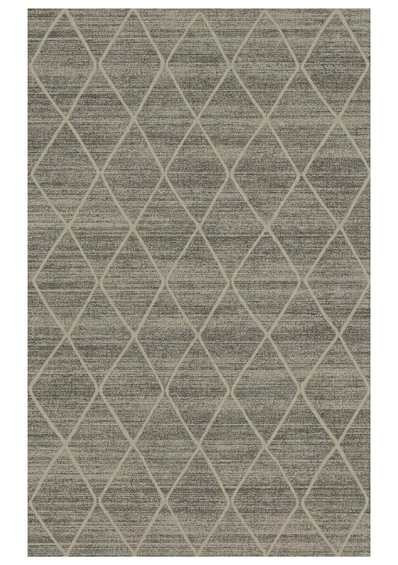 Saffron Rugs Hand Tufted Charcoal Grey Trellis Moroccan Rectangular Wool Area Rug - Indya