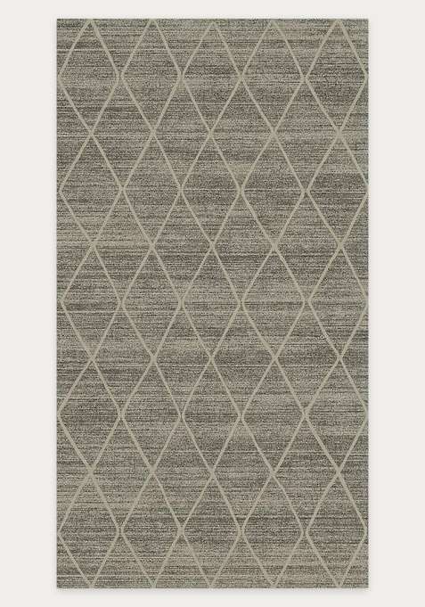 Washable Rugs Wool Blend Area Rug | Charcoal Grey Moroccan Trellis Non Slip Carpet For Living Room