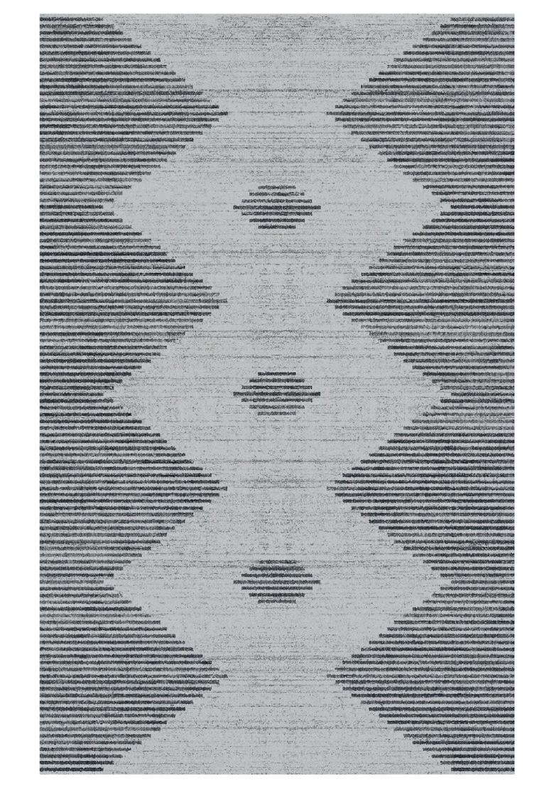 Saffron Rugs Hand Tufted Light Grey Geometric Contemporary Rectangular Wool Area Rug - Indya