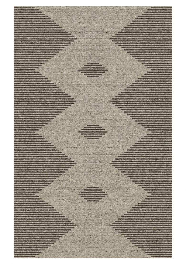 Saffron Rugs Hand Tufted Grey Geometric Contemporary Rectangular Wool Area Rug - Indya