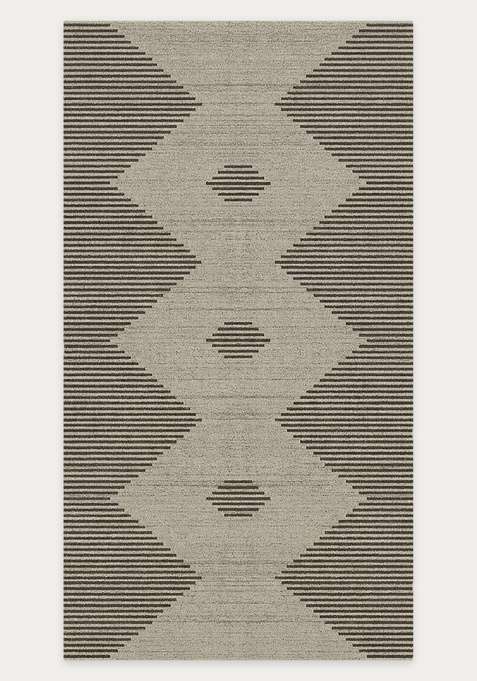 Washable Rugs Wool Blend Area Rug | Grey Contemporary Geometric Non Slip Carpet For Living Room