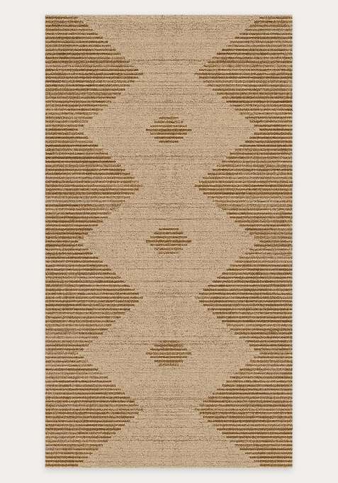 Washable Rugs Wool Blend Area Rug | Tan Beige Contemporary Geometric Non Slip Carpet For Living Room
