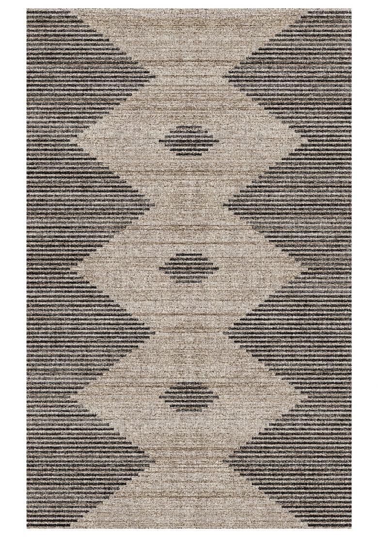 Saffron Rugs Hand Tufted Grey Charcoal Geometric Contemporary Rectangular Wool Area Rug - Indya