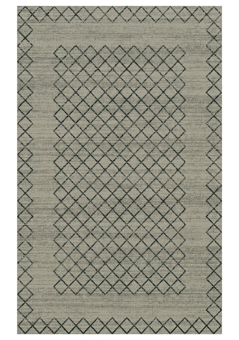 Saffron Rugs Hand Tufted Light Grey Sage Trellis Moroccan Rectangular Wool Area Rug - Indya
