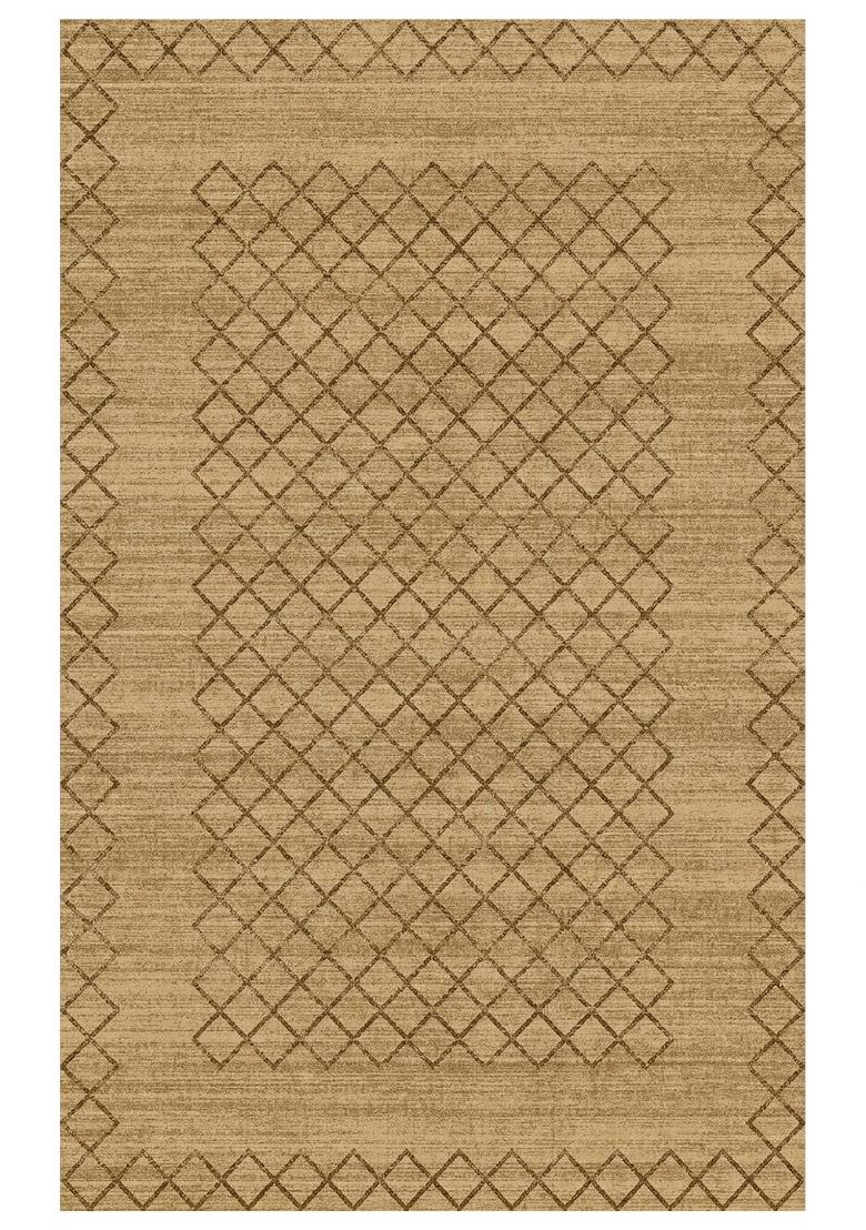 Saffron Rugs Hand Tufted Warm Tan Beige Trellis Moroccan Rectangular Wool Area Rug - Indya