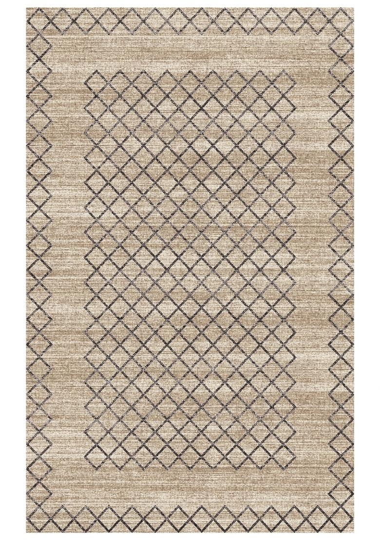 Saffron Rugs Hand Tufted Natural Beige Trellis Moroccan Rectangular Wool Area Rug - Indya