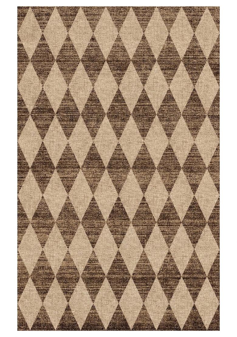 Saffron Rugs Hand Tufted Brown Beige Argyle Transitional Rectangular Wool Area Rug - Indya