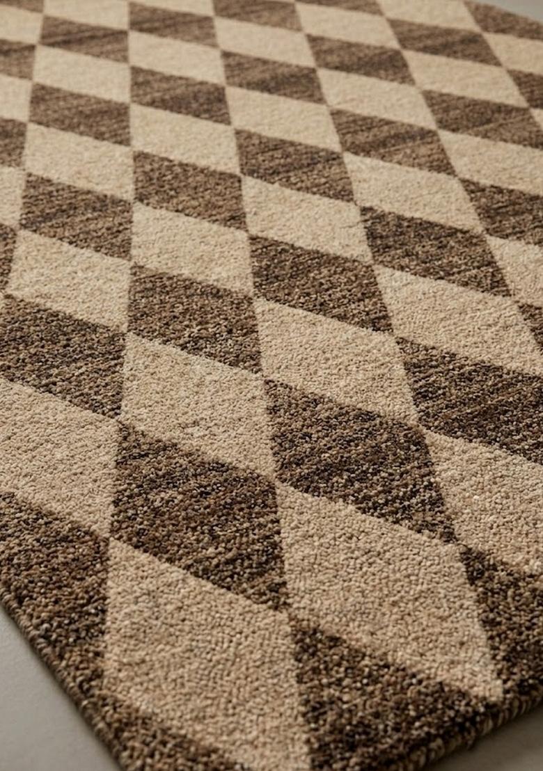Saffron Rugs Hand Tufted Brown Beige Argyle Transitional Rectangular Wool Area Rug - Indya