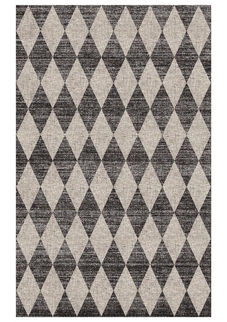 Saffron Rugs Hand Tufted Charcoal Grey Argyle Transitional Rectangular Wool Area Rug - Indya