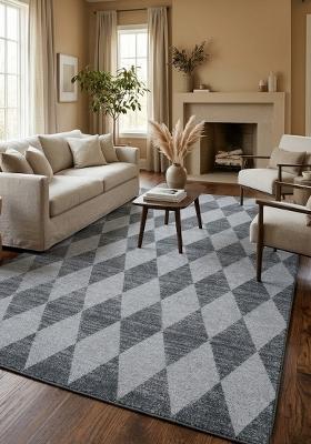 Saffron Rugs Hand Tufted Grey Argyle Transitional Rectangular Wool Area Rug