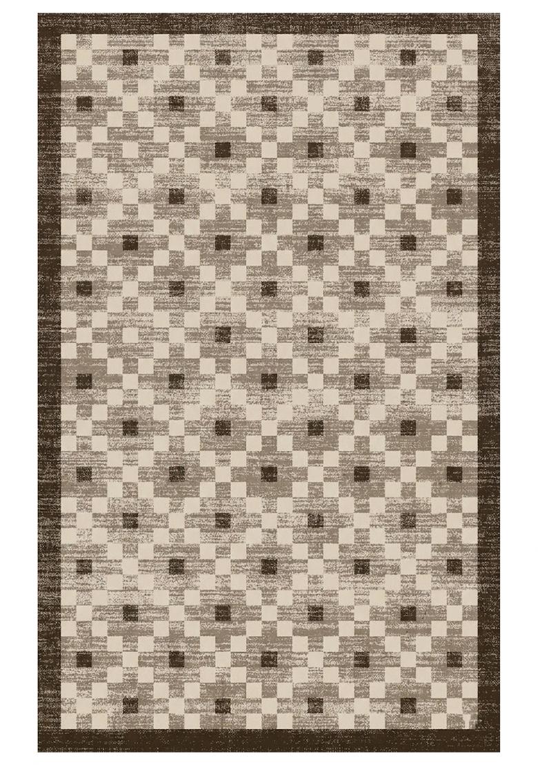 Saffron Rugs Hand Tufted Beige Brown Checkered Transitional Rectangular Wool Area Rug - Indya