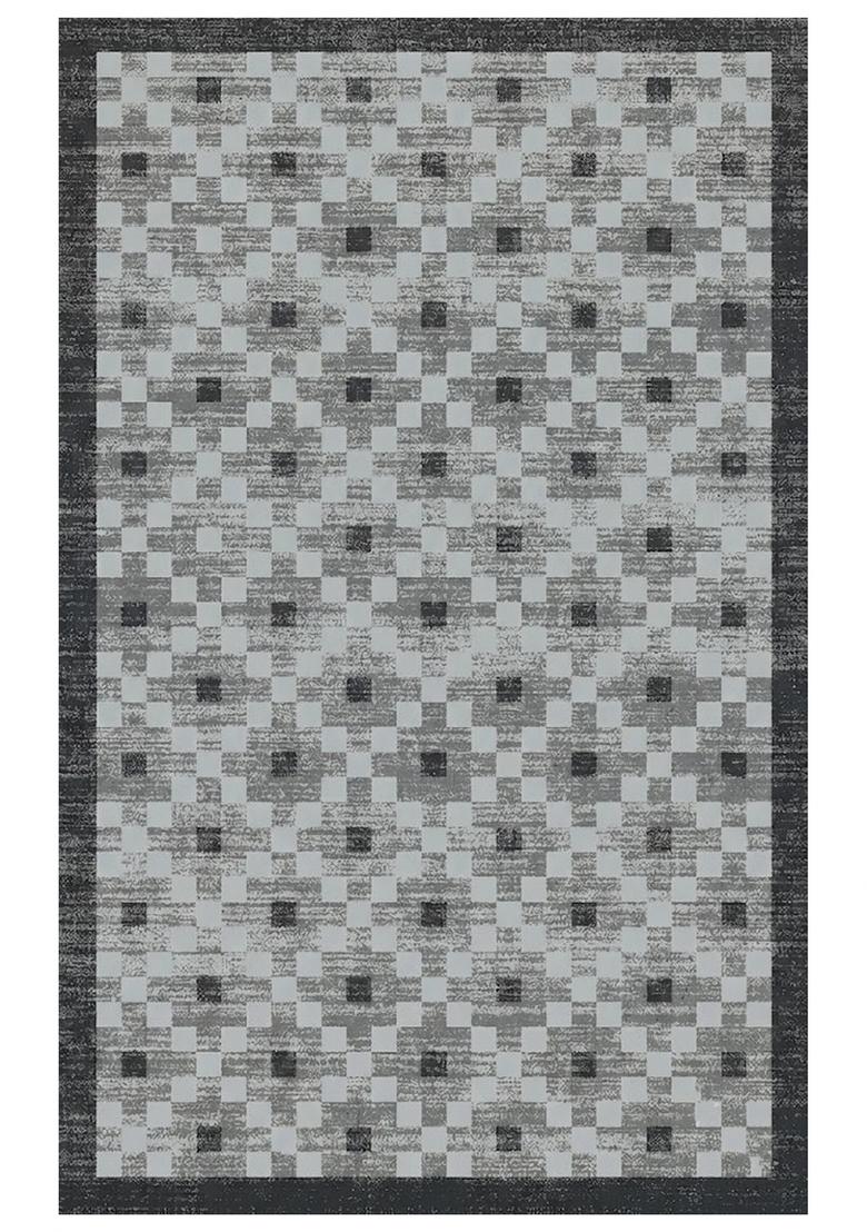 Saffron Rugs Hand Tufted Light Grey Checkered Transitional Rectangular Wool Area Rug - Indya