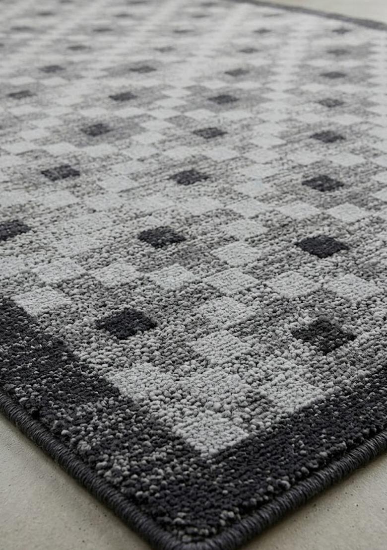 Saffron Rugs Hand Tufted Light Grey Checkered Transitional Rectangular Wool Area Rug - Indya