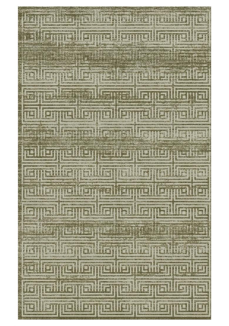 Saffron Rugs Hand Tufted Olive Green Geometric Contemporary Rectangular Wool Area Rug - Indya
