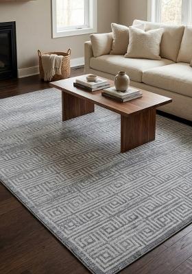 Saffron Rugs Hand Tufted Grey Geometric Contemporary Rectangular Wool Area Rug
