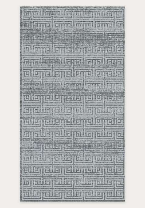 Washable Rugs Wool Blend Area Rug | Grey Contemporary Geometric Non Slip Carpet For Living Room