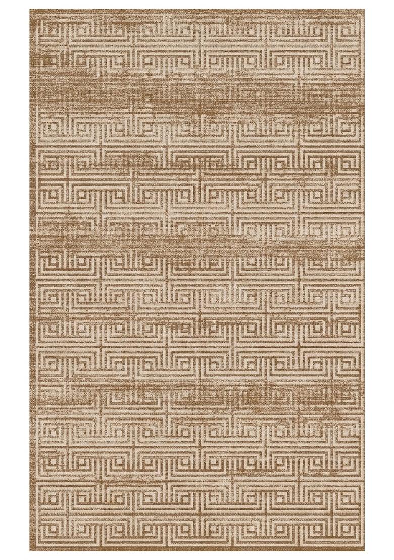 Saffron Rugs Hand Tufted Warm Tan Beige Geometric Contemporary Rectangular Wool Area Rug - Indya