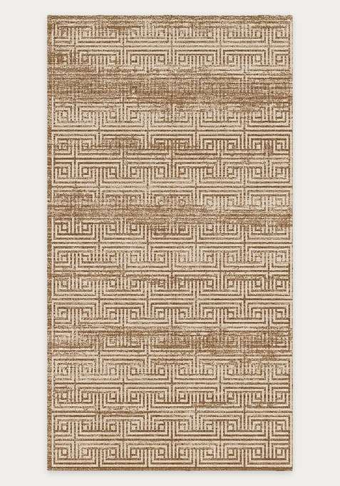Washable Rugs Wool Blend Area Rug | Warm Tan Beige Contemporary Geometric Non Slip Carpet For Living Room