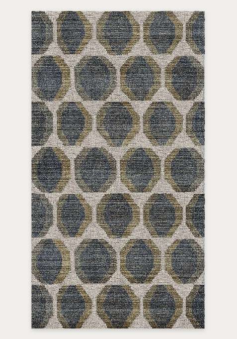 Washable Rugs Wool Blend Area Rug | Blue Grey Olive Contemporary Geometric Non Slip Carpet For Living Room