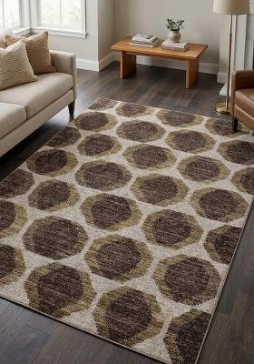 Saffron Rugs Hand Tufted Brown Geometric Contemporary Rectangular Wool Area Rug