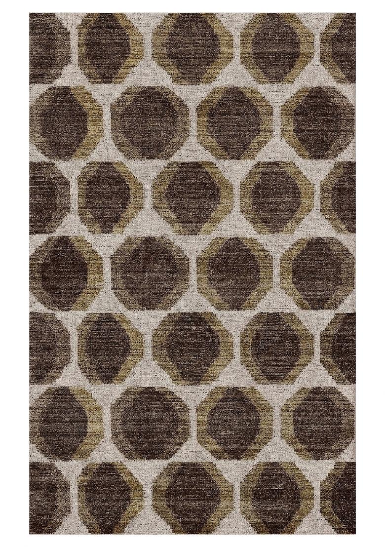 Saffron Rugs Hand Tufted Brown Geometric Contemporary Rectangular Wool Area Rug - Indya