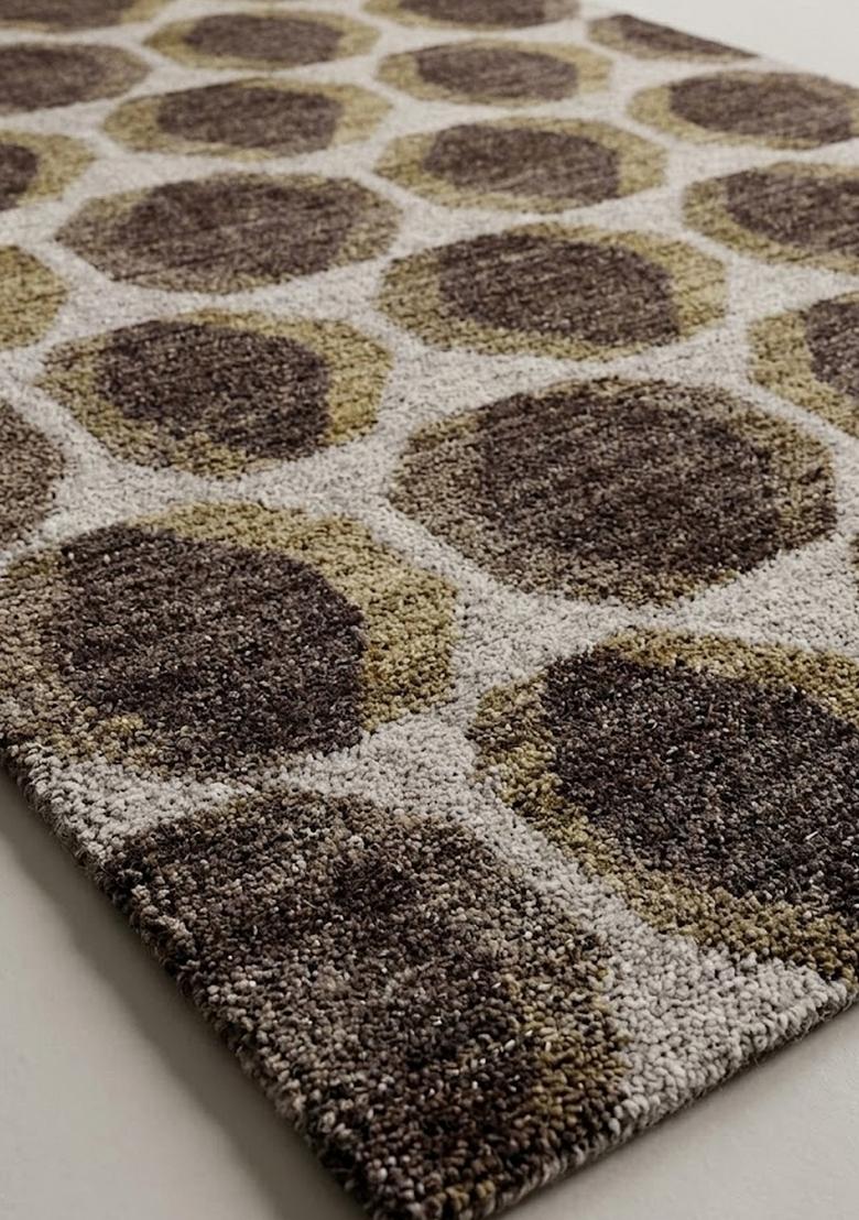 Saffron Rugs Hand Tufted Brown Geometric Contemporary Rectangular Wool Area Rug - Indya