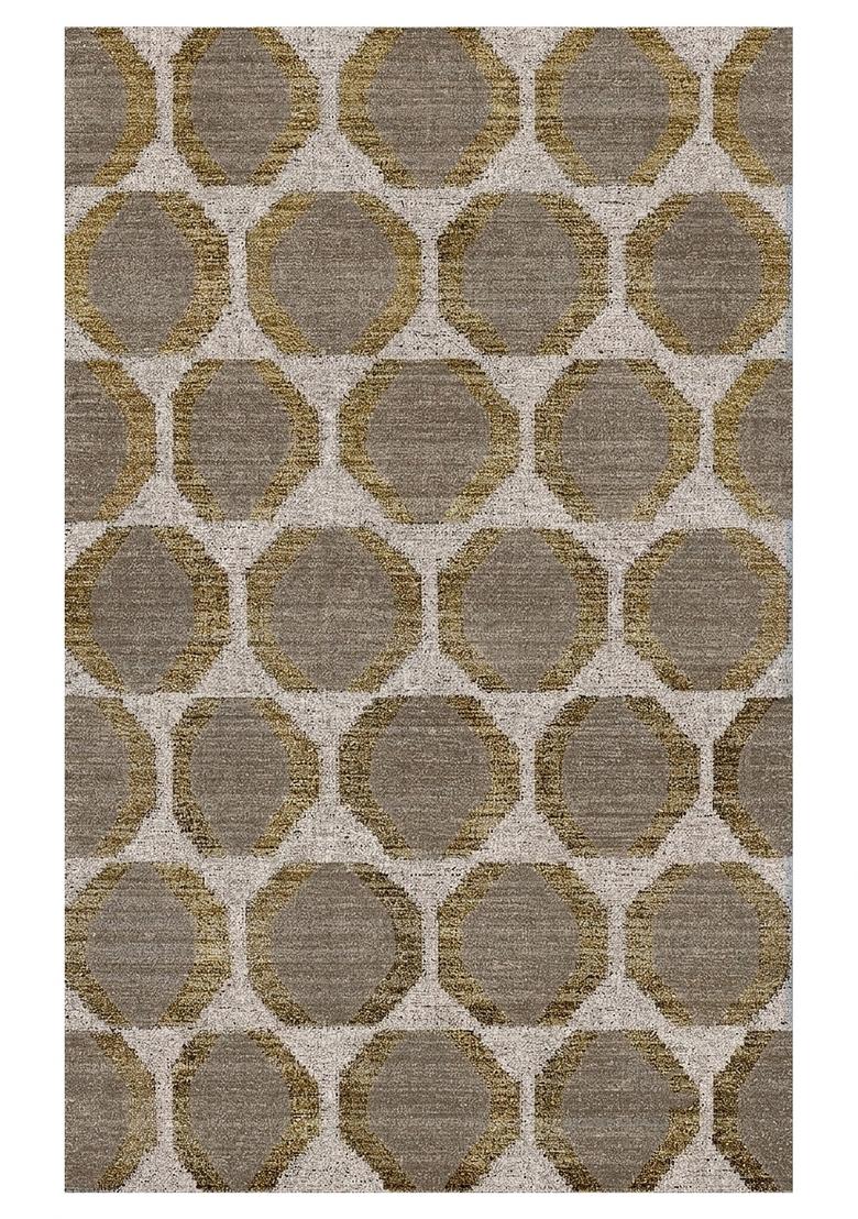 Saffron Rugs Hand Tufted Grey Gold Geometric Contemporary Rectangular Wool Area Rug - Indya