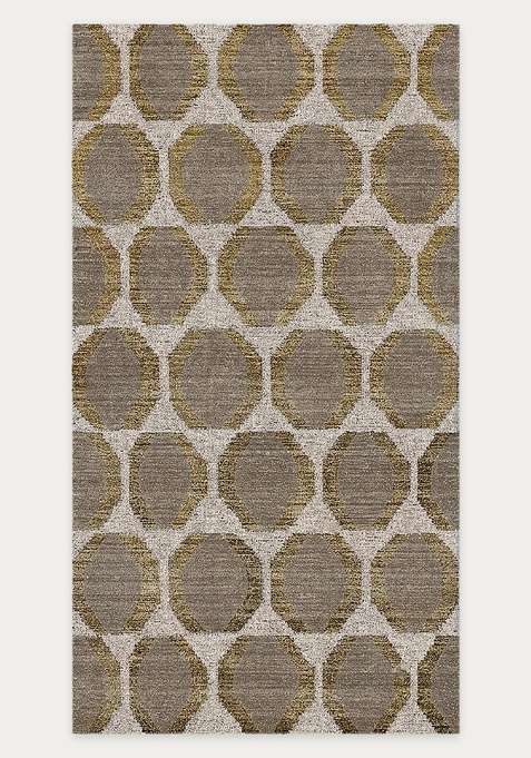 Washable Rugs Wool Blend Area Rug | Grey Gold Contemporary Geometric Non Slip Carpet For Living Room