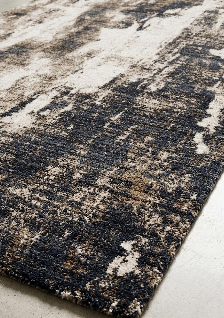 Saffron Rugs Hand Tufted Dark Blue Grey Geometric Contemporary Rectangular Wool Area Rug - Indya