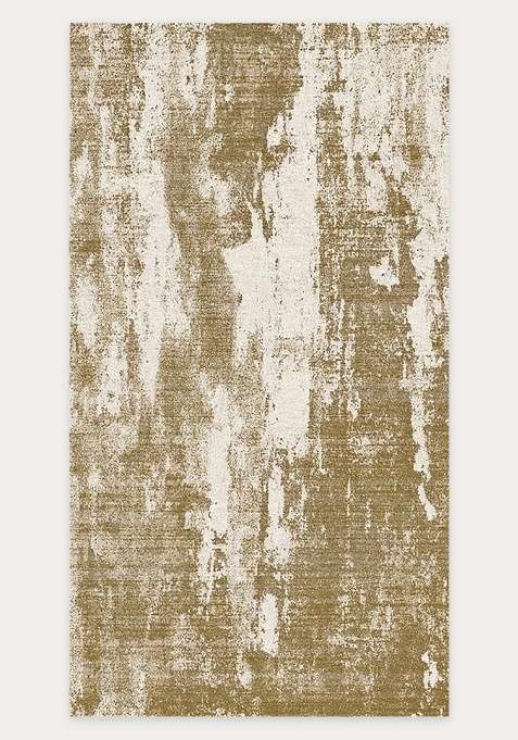 Washable Rugs Wool Blend Area Rug | Olive Gold Contemporary Geometric Non Slip Carpet For Living Room