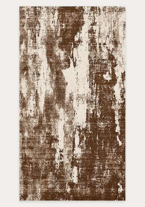 Washable Rugs Wool Blend Area Rug | Brown Ivory Contemporary Geometric Non Slip Carpet For Living Room