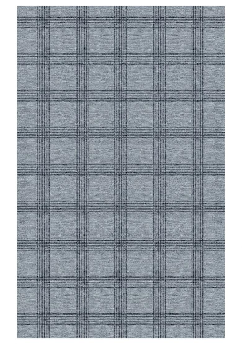 Saffron Rugs Hand Tufted Steel Blue Grey Plaid Transitional Rectangular Wool Area Rug - Indya