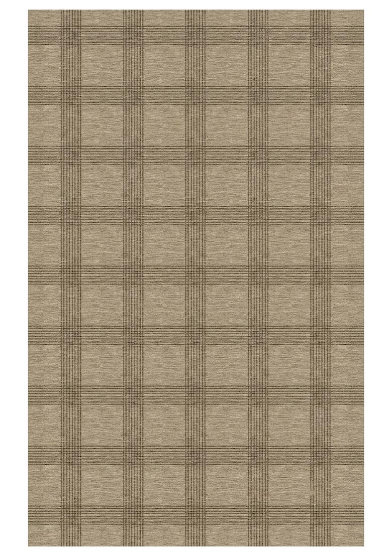 Saffron Rugs Hand Tufted Taupe Beige Plaid Transitional Rectangular Wool Area Rug - Indya