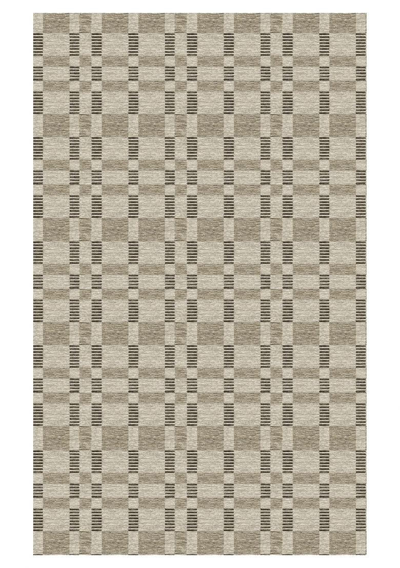 Saffron Rugs Hand Tufted Beige Tan Checkered Contemporary Rectangular Wool Area Rug - Indya