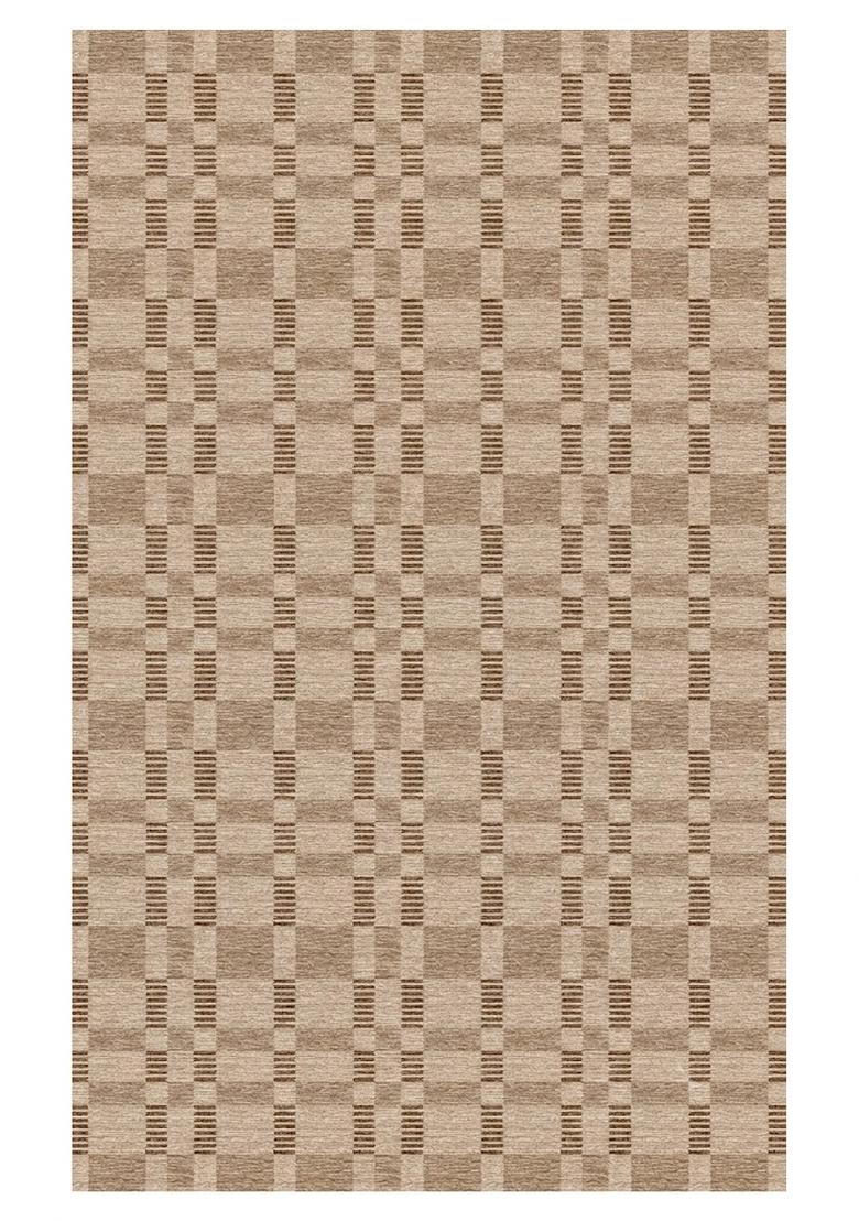 Saffron Rugs Hand Tufted Warm Tan Beige Checkered Contemporary Rectangular Wool Area Rug - Indya