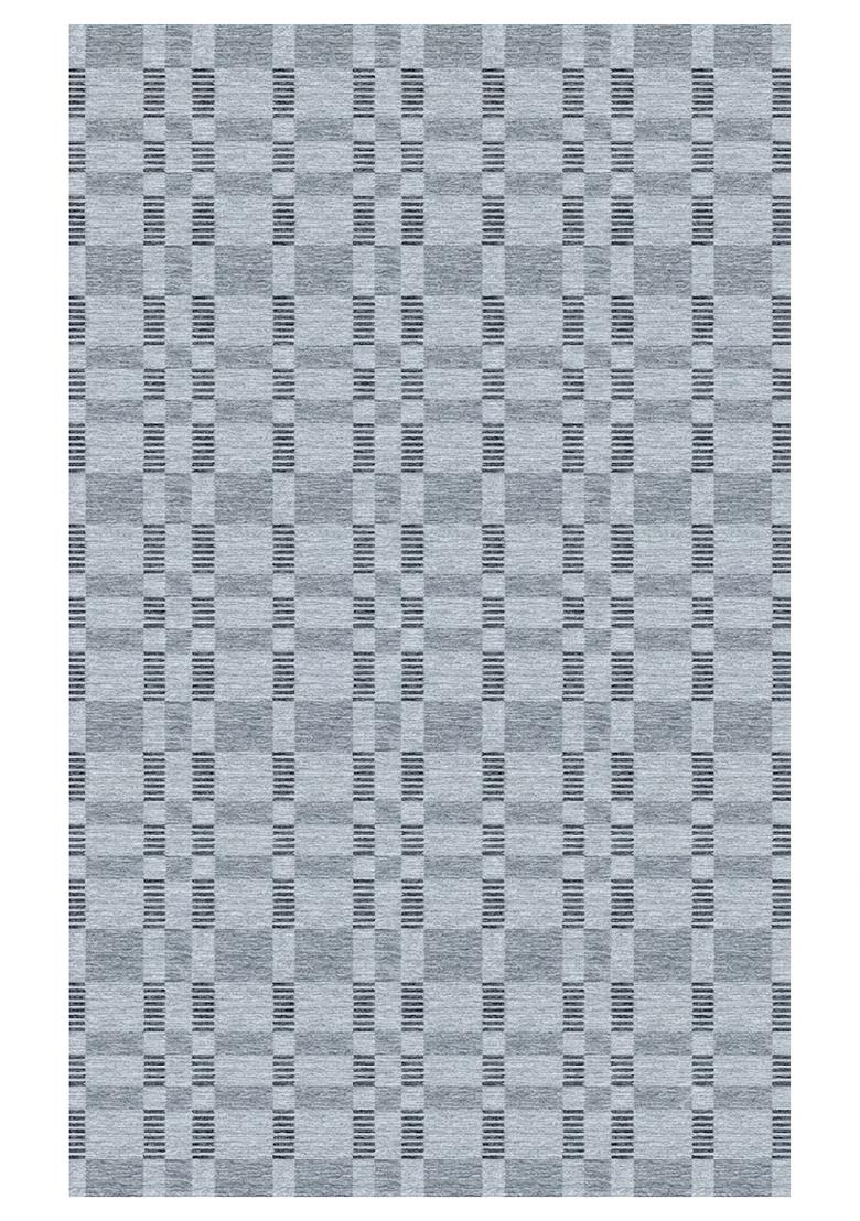 Saffron Rugs Hand Tufted Light Blue Grey Checkered Contemporary Rectangular Wool Area Rug - Indya