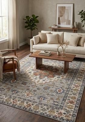 Saffron Rugs Hand Tufted Grey Multicolor Geometric Oriental Rectangular Wool Area Rug