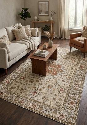 Saffron Rugs Hand Tufted Ivory Cream Geometric Oriental Rectangular Wool Area Rug