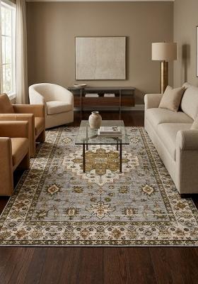Saffron Rugs Hand Tufted Steel Grey Geometric Oriental Rectangular Wool Area Rug